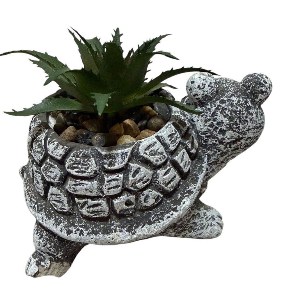 Turtle Faux Plant Holder Ceramic Figurine Set Decor - Picture 3 of 11